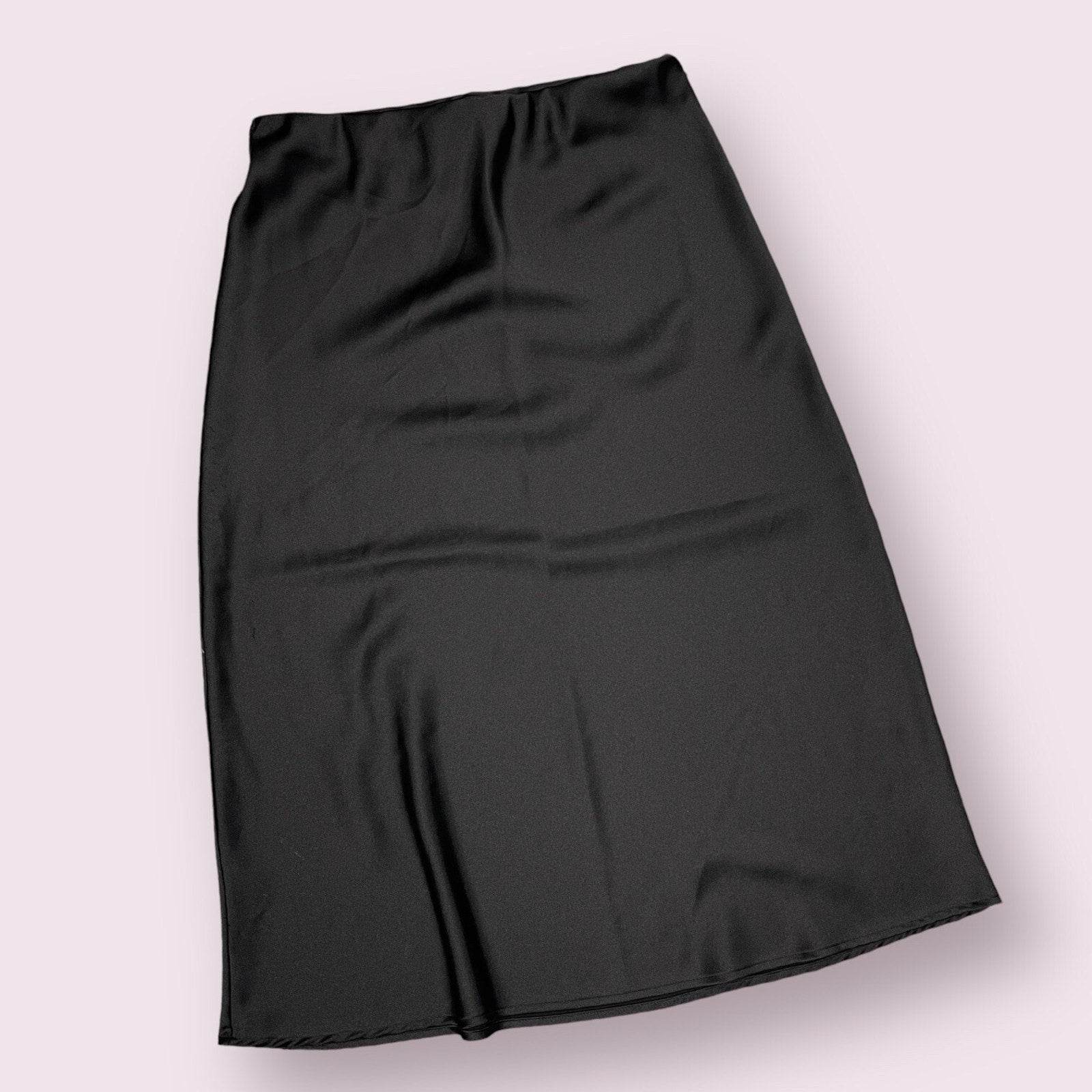 LK Luv Black Silky Midi Skirt Medium Made In USA