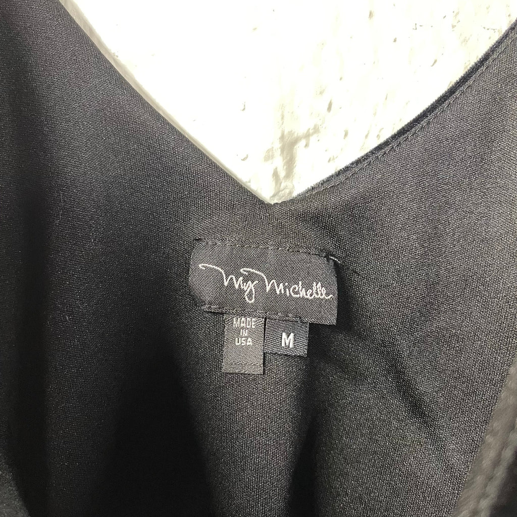 My Michelle Velour Top Open Back Medium Vintage 3/4 Sleeve Fitted Stretchy