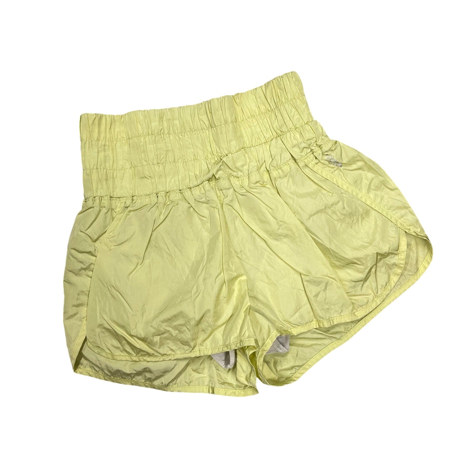 Free People Movement Shiny Hi Waisted Shorts Yellow Small