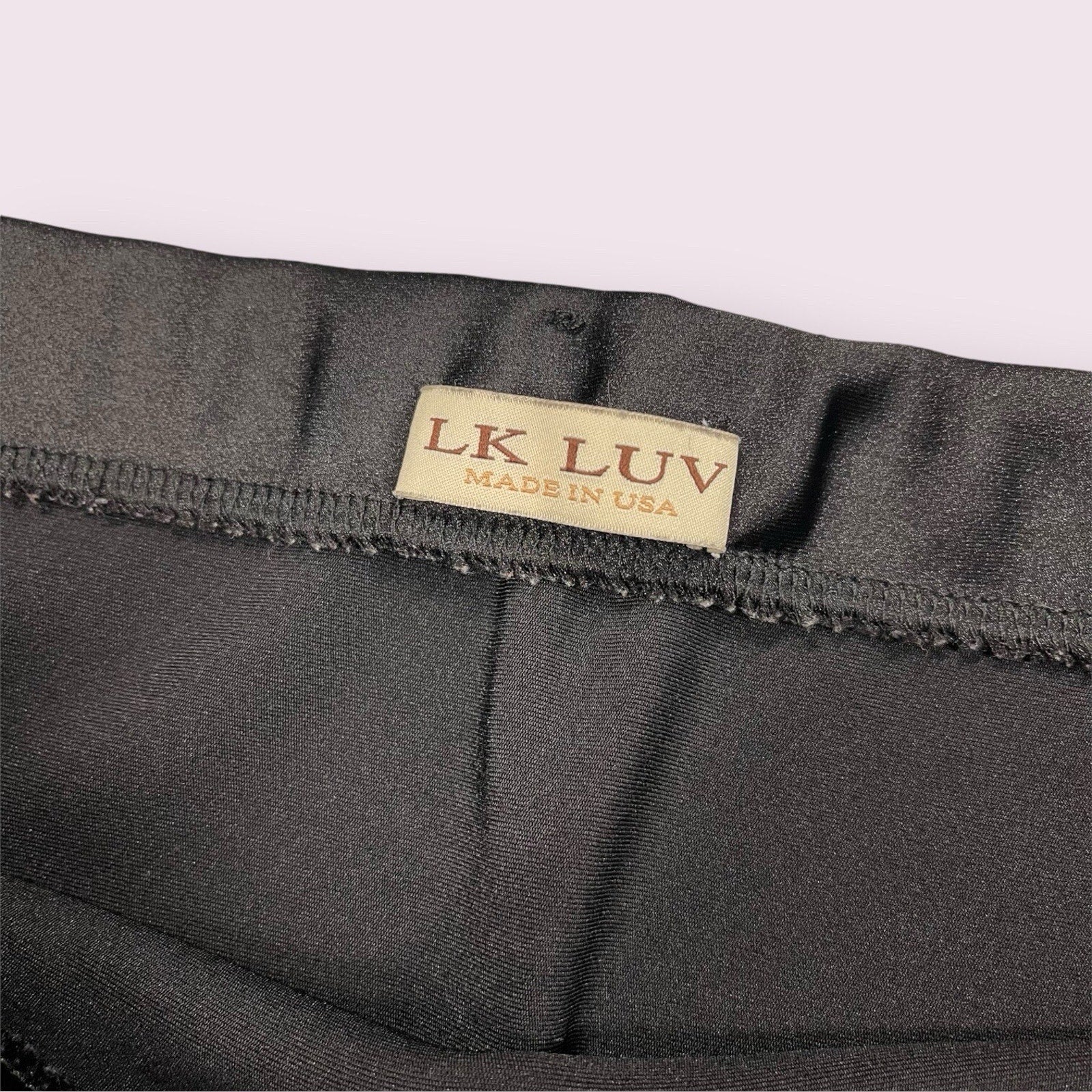 LK Luv Black Silky Midi Skirt Medium Made In USA