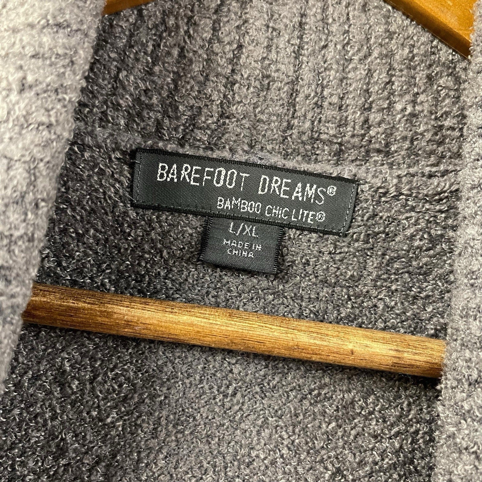 Barefoot Dreams Bamboo Chic Lite Knit Shawl Collar Cardigan Duster L/XL Gray