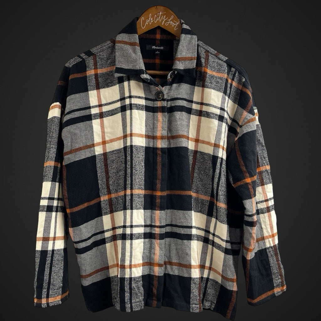 The Perfect Flannel By Madewell Black Orange Small 100% Cotton