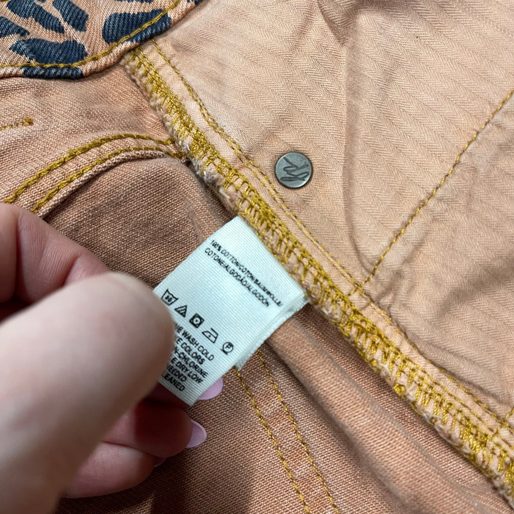 We The Free People Zip Front Skirt Animal Print 27 Leopard Cotton