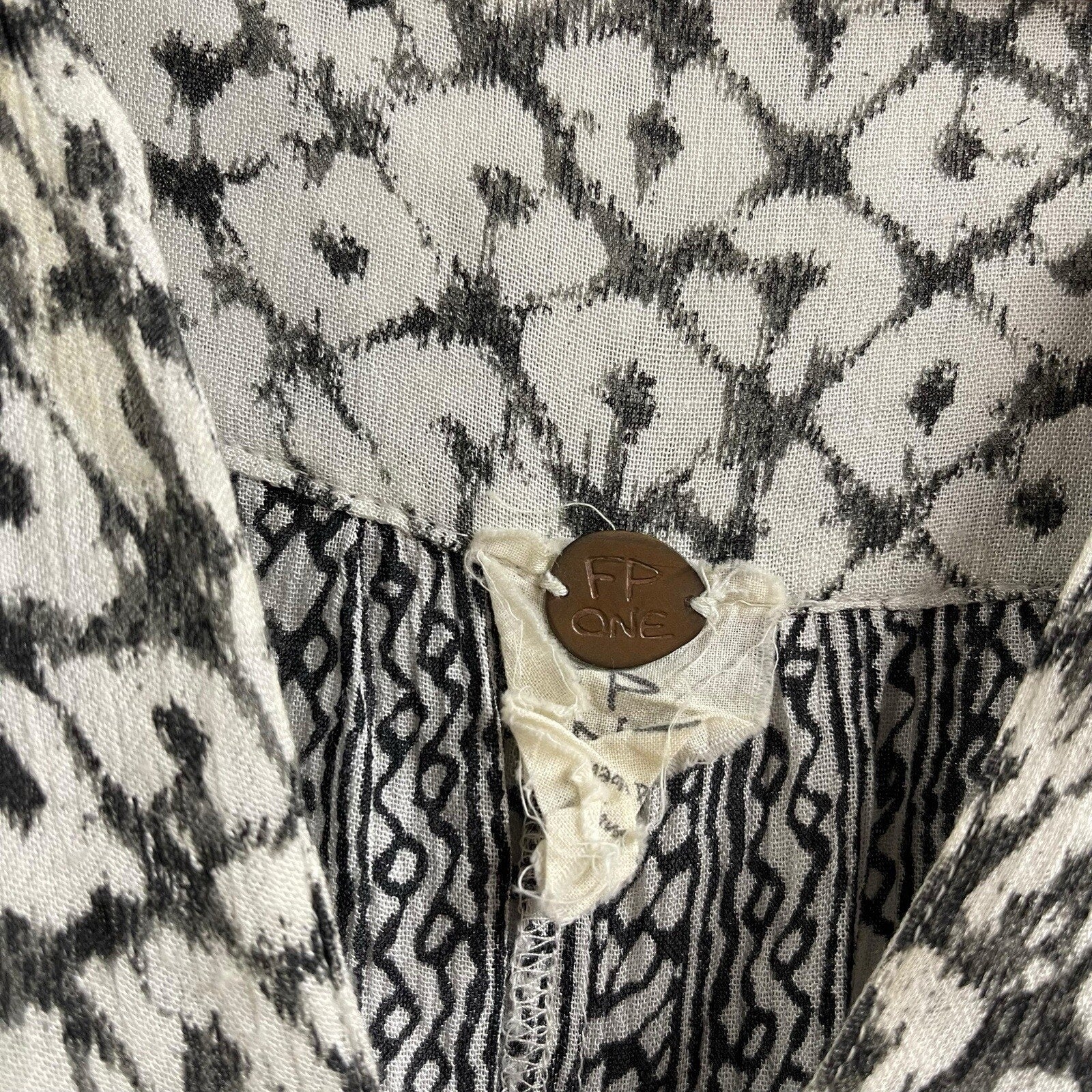 Free People FP One Mixed Print Tunic Top Small Raw Hem