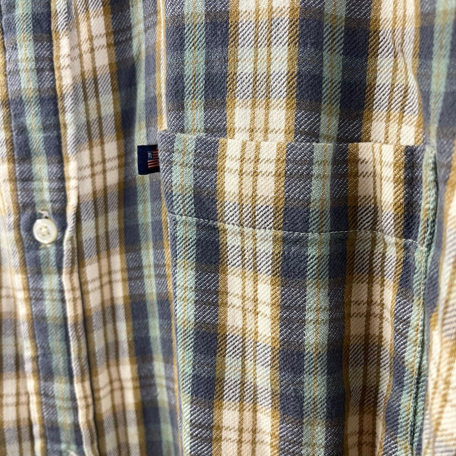 Ralph Lauren Jeans Company Plaid Long Sleeve Shirt XL Vintage 100% Cotton