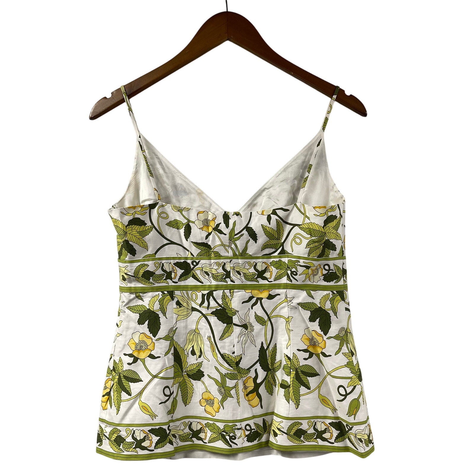 Ann Taylor Floral Tank Top 4 Spaghetti Strap Vintage Girly Green White