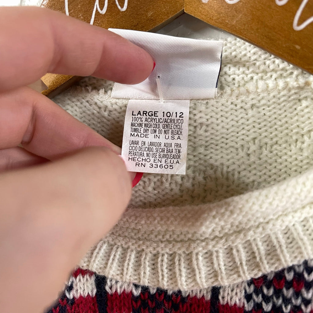 Not So Ugly Christmas Sweater Teddy Bears Intarsia Knit Vintage Youth Large