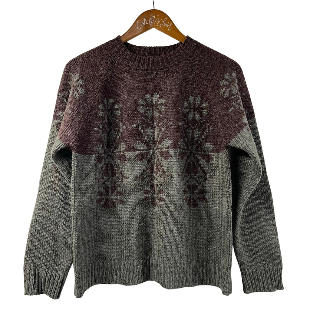 Aeropostale Christmas Sweater Gray Purple Knitted Vintage M Wool Blend