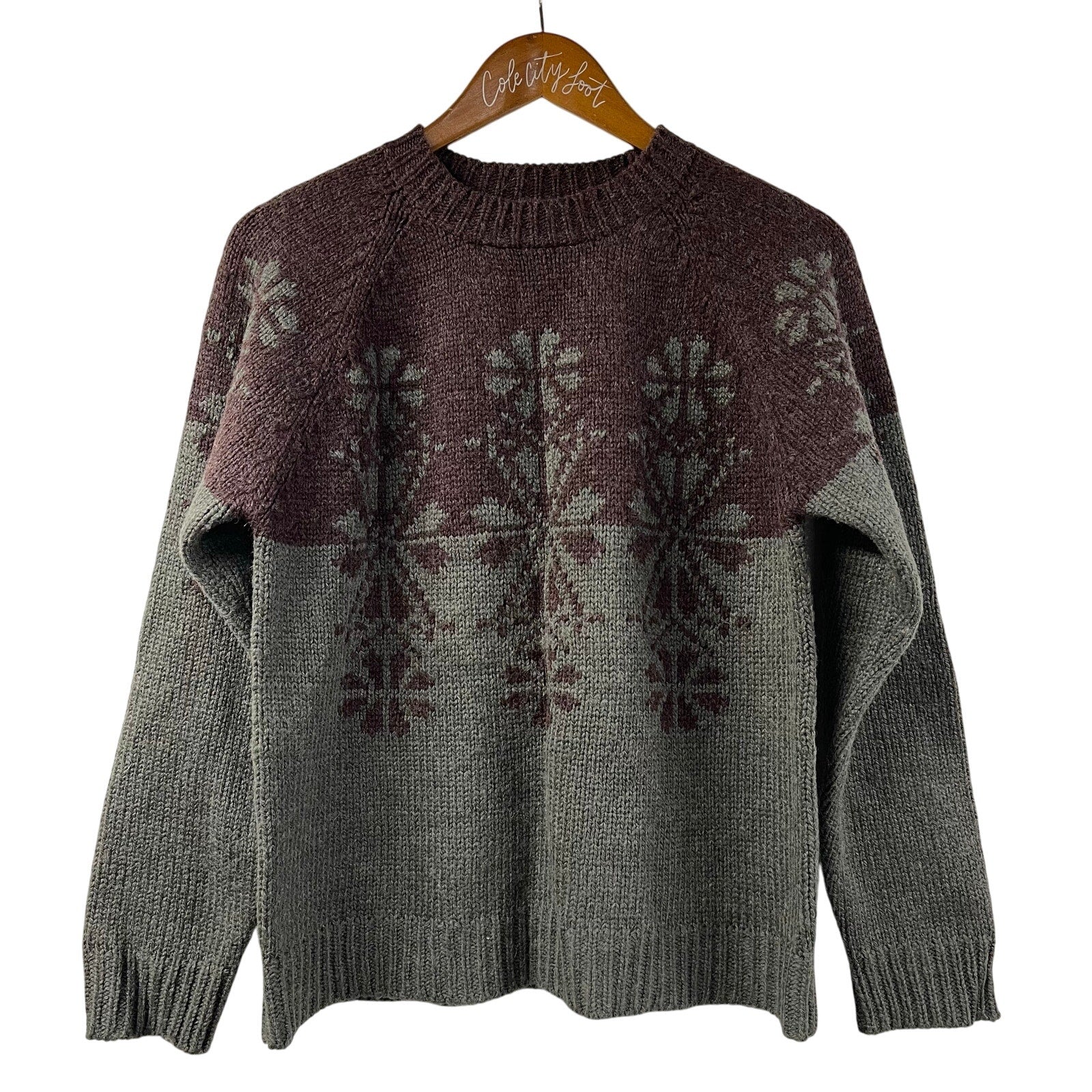 Aeropostale Christmas Sweater Gray Purple Knitted Vintage M Wool Blend