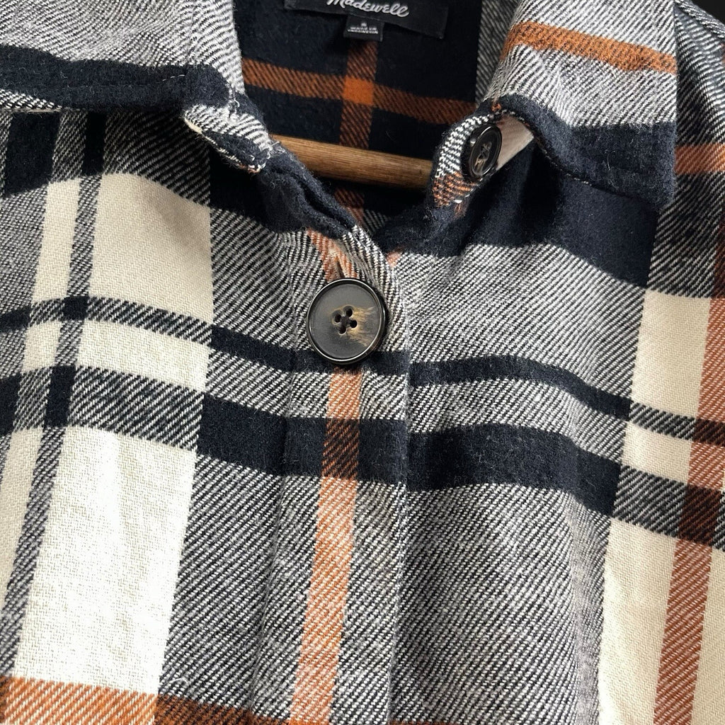 The Perfect Flannel By Madewell Black Orange Small 100% Cotton