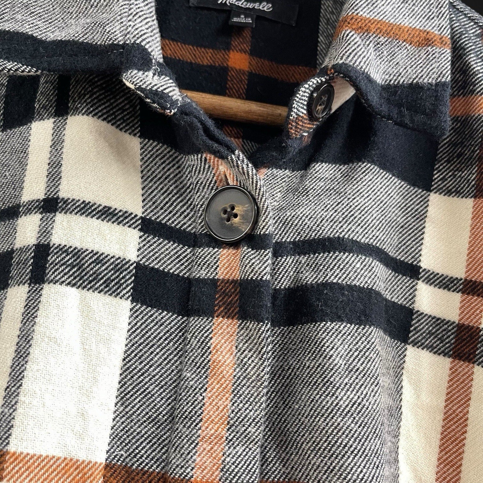 The Perfect Flannel By Madewell Black Orange Small 100% Cotton