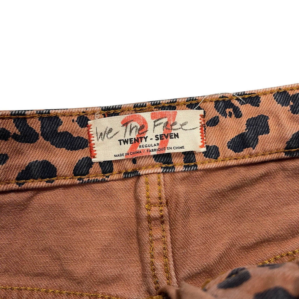 We The Free People Zip Front Skirt Animal Print 27 Leopard Cotton