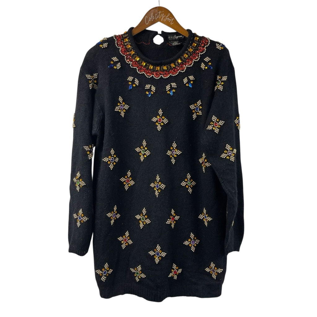 Not So Ugly Christmas Sweater Work In Progress Gems Silk Rabbit Hair L New Years