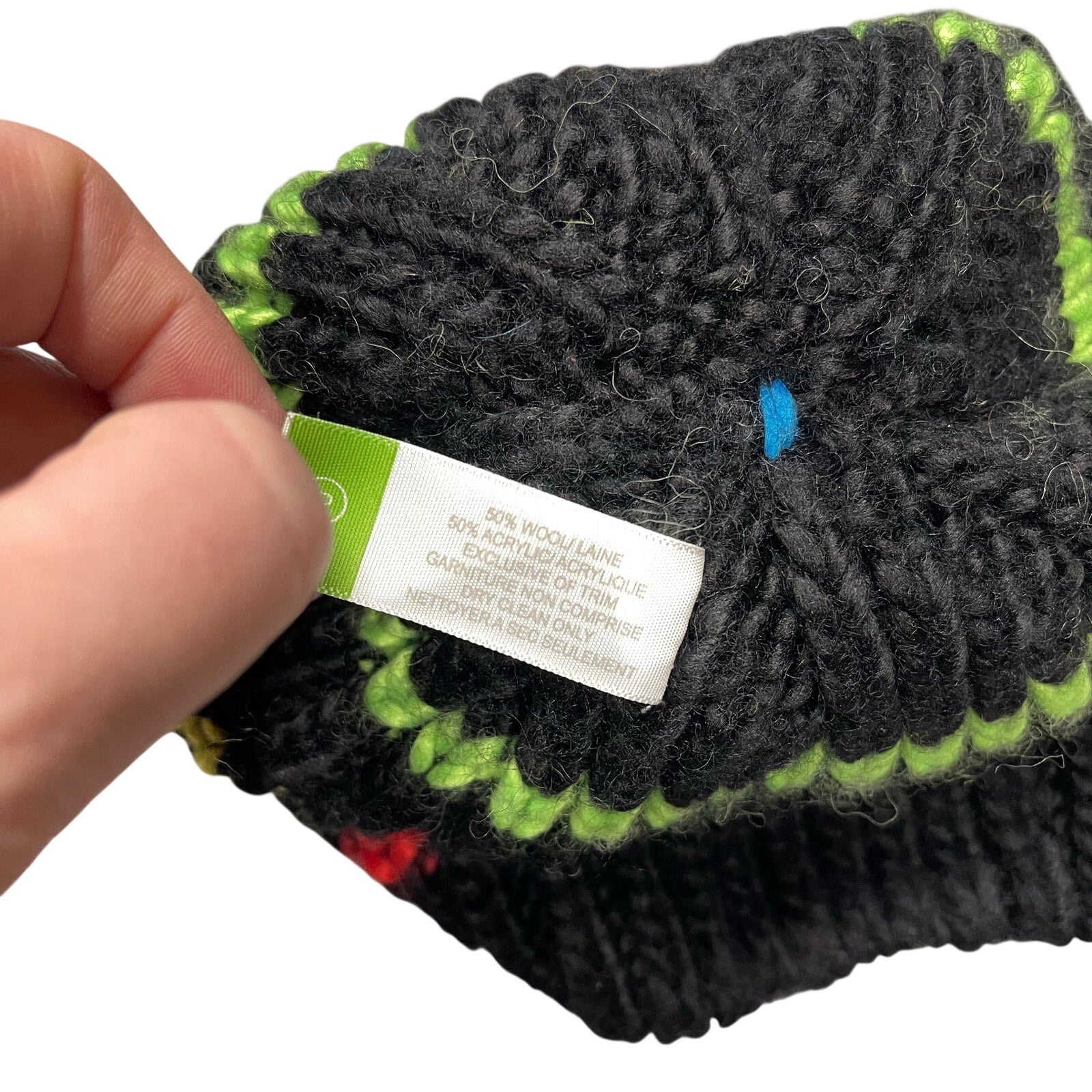 Bula Hat Pom Pom Black Striped Plush Knit Soft