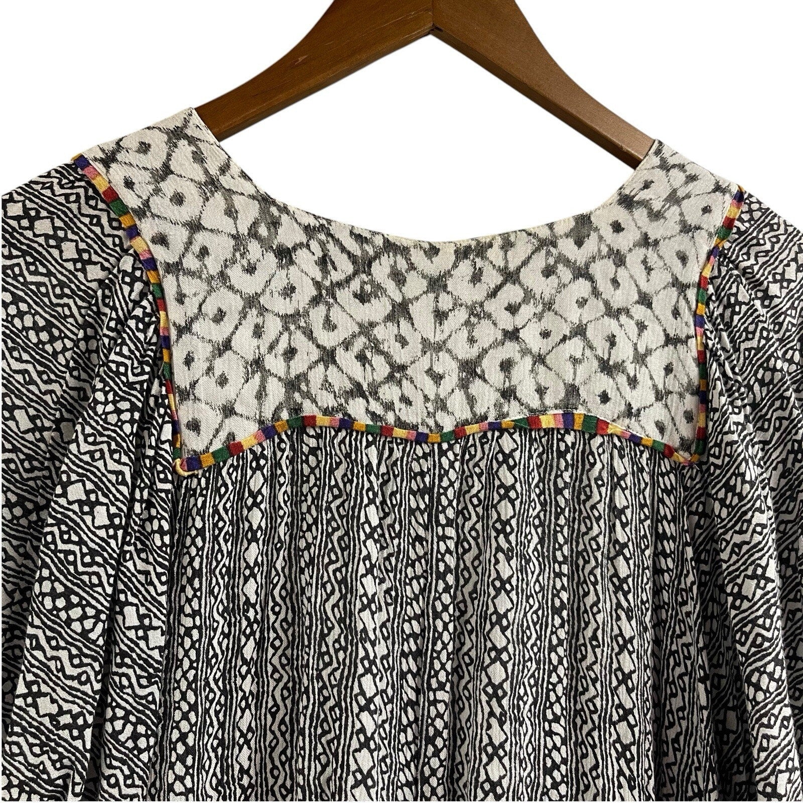 Free People FP One Mixed Print Tunic Top Small Raw Hem