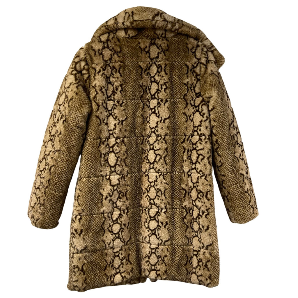 NVLT Furry Jacket Animal Print Small Python Print Puffer Coat