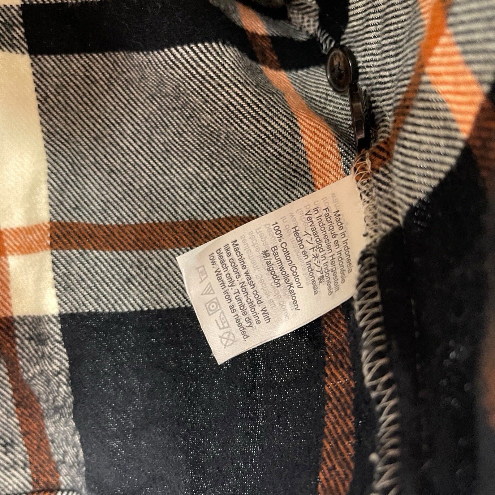 The Perfect Flannel By Madewell Black Orange Small 100% Cotton