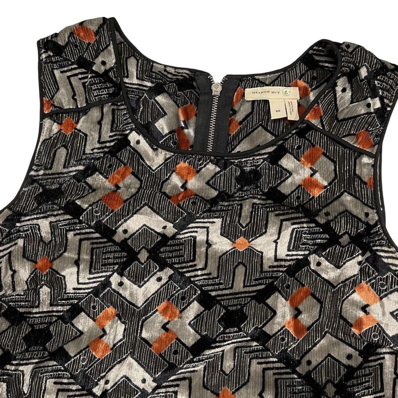 Meadow Rue Top Sleeveless Blouse Tank Velour Print XS Anthropologie