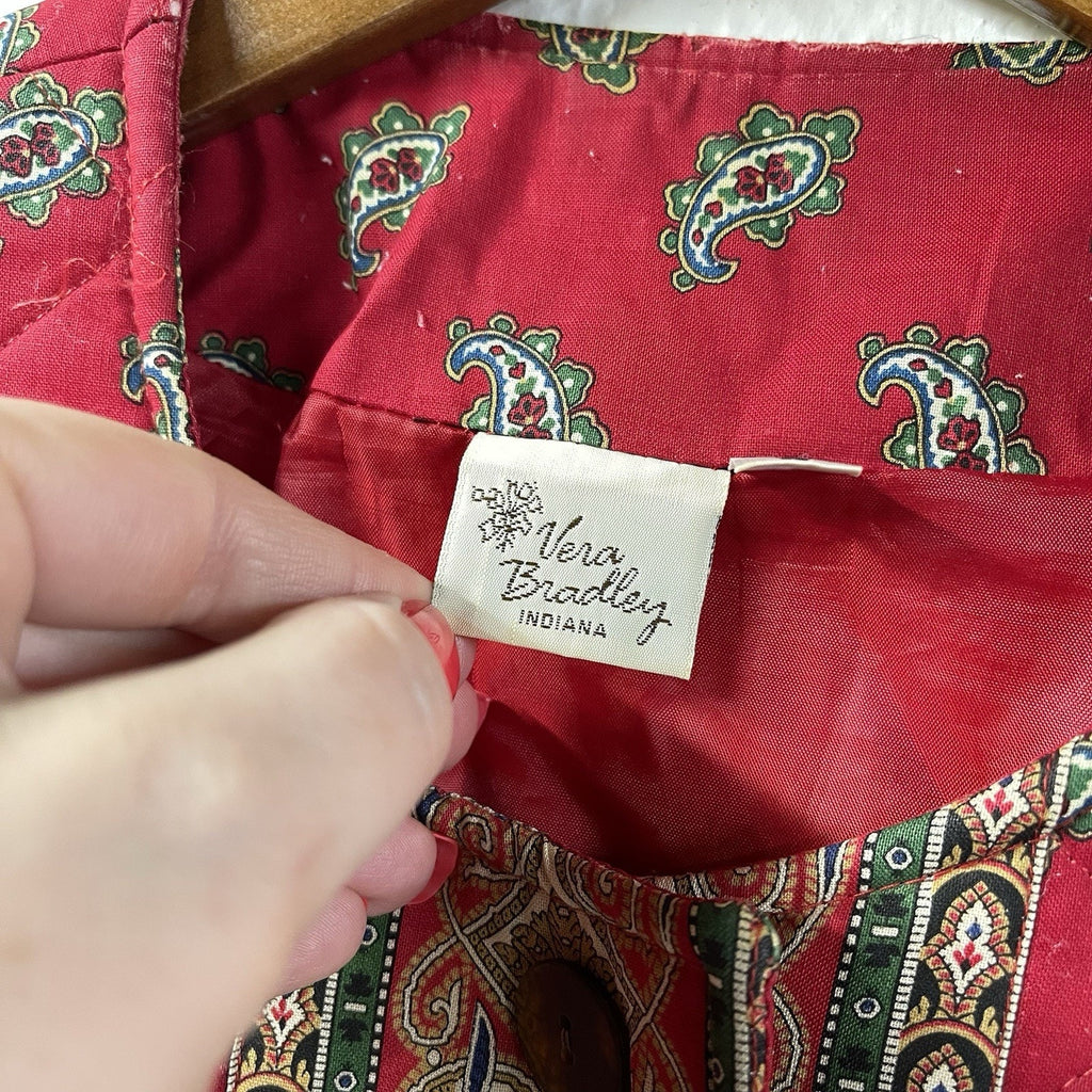 Not So Ugly Christmas Jacket Vera Bradley Quilted Red Paisley Large Vintage