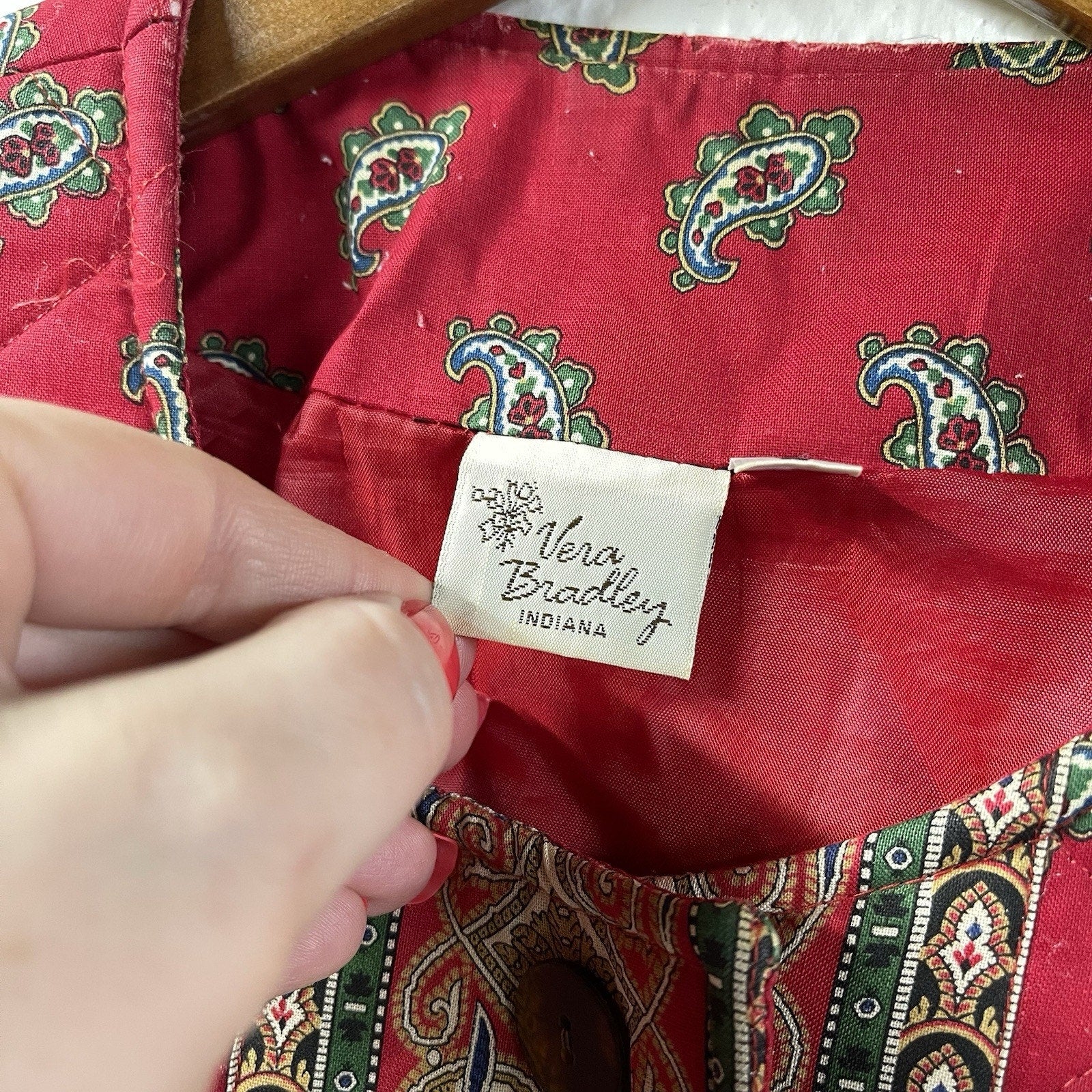 Not So Ugly Christmas Jacket Vera Bradley Quilted Red Paisley Large Vintage