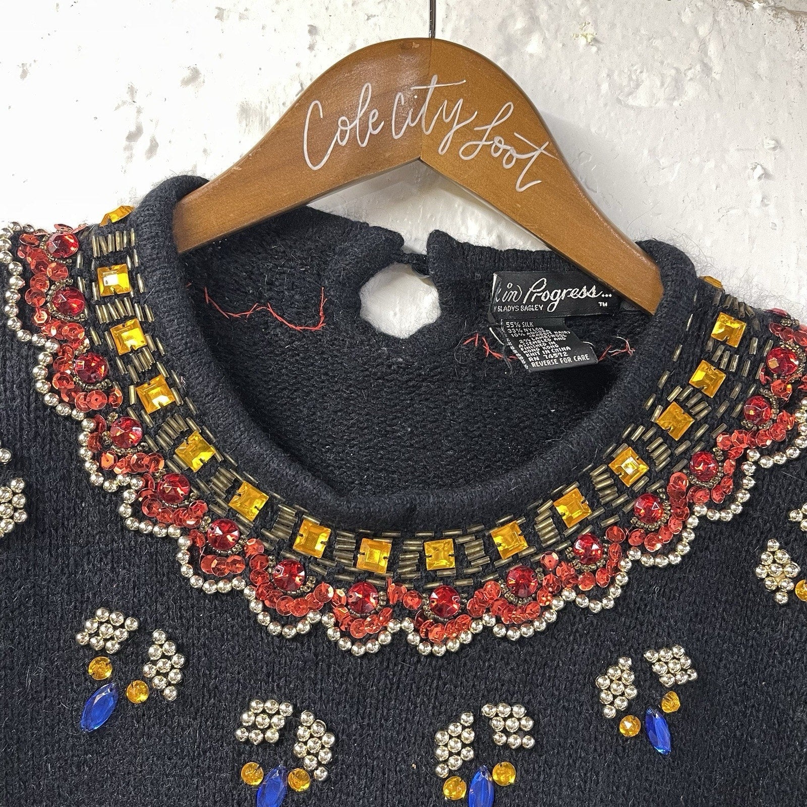 Not So Ugly Christmas Sweater Work In Progress Gems Silk Rabbit Hair L New Years