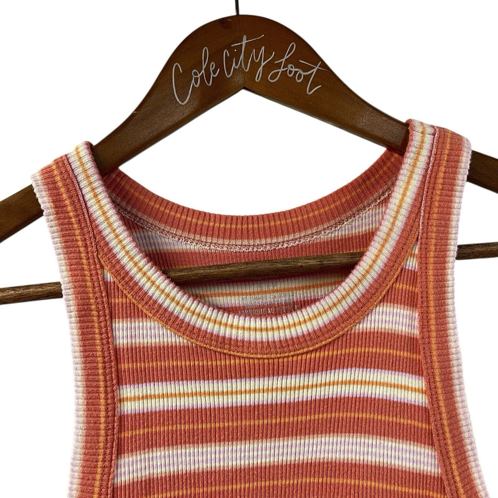 aerie Orange Striped Tank Top Crop Small