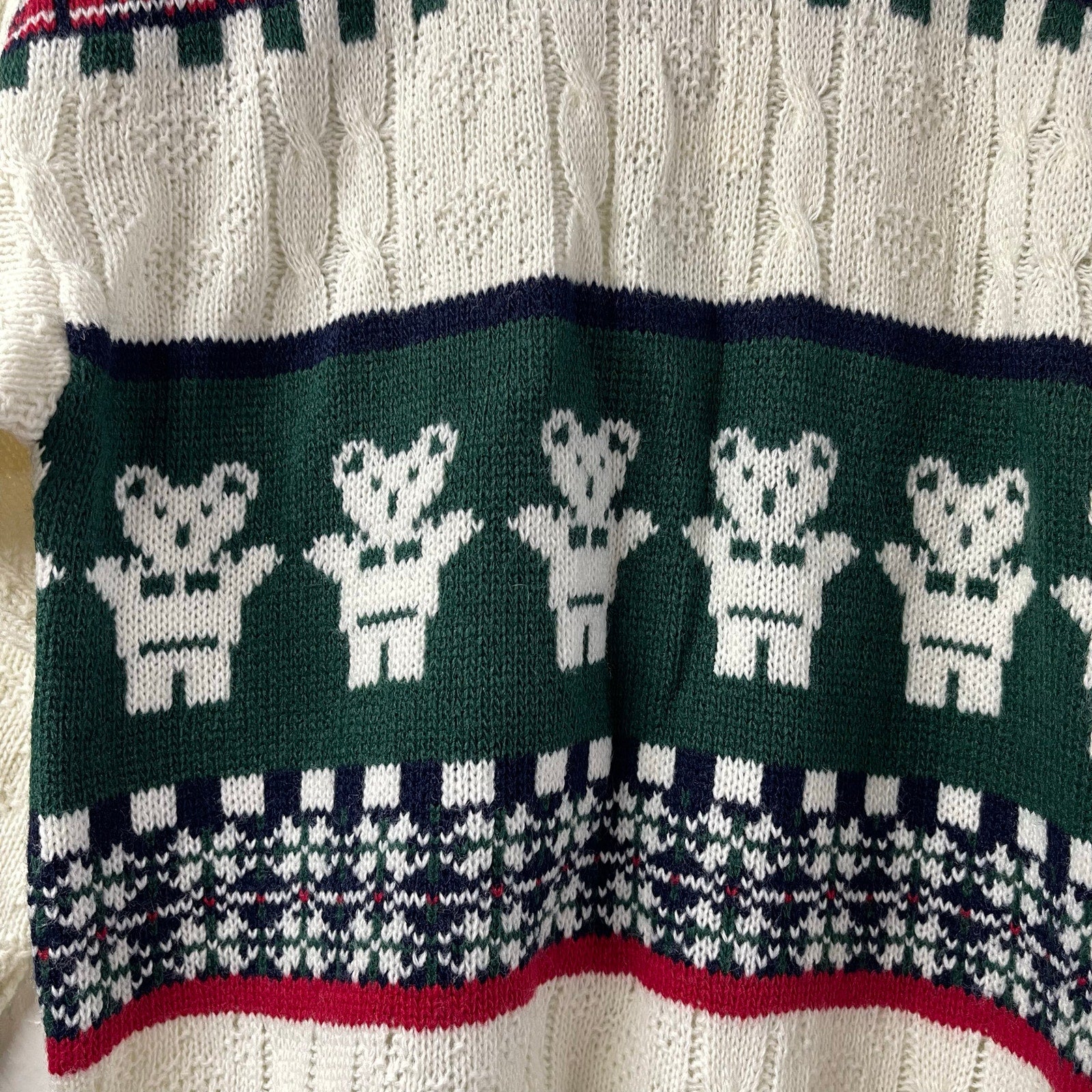 Not So Ugly Christmas Sweater Teddy Bears Intarsia Knit Vintage Youth Large