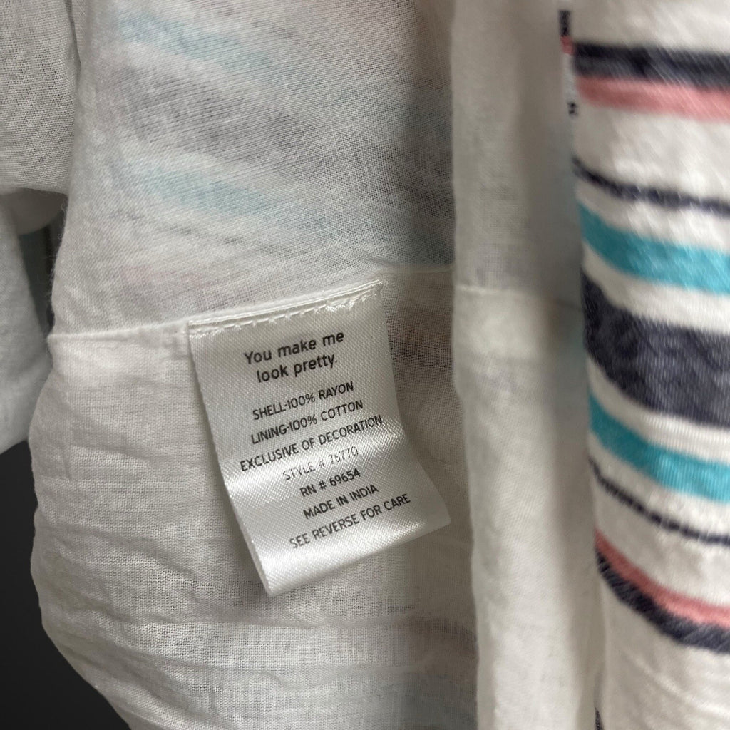 Rahi Long Sleeve Striped Dress Medium White Blue Pink Anthropologie