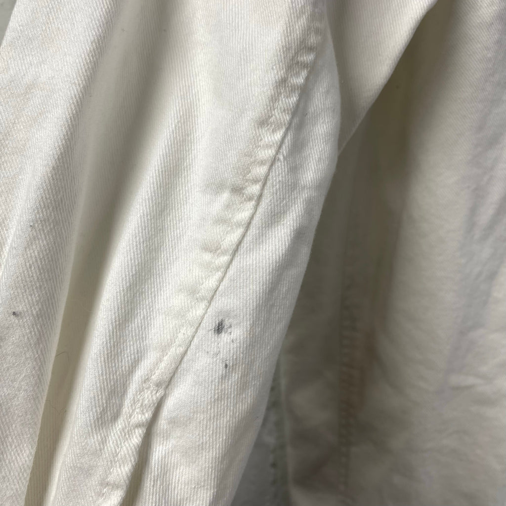 Distressed White Jean Jacket Shirt Divided by H&M Large Chore Work