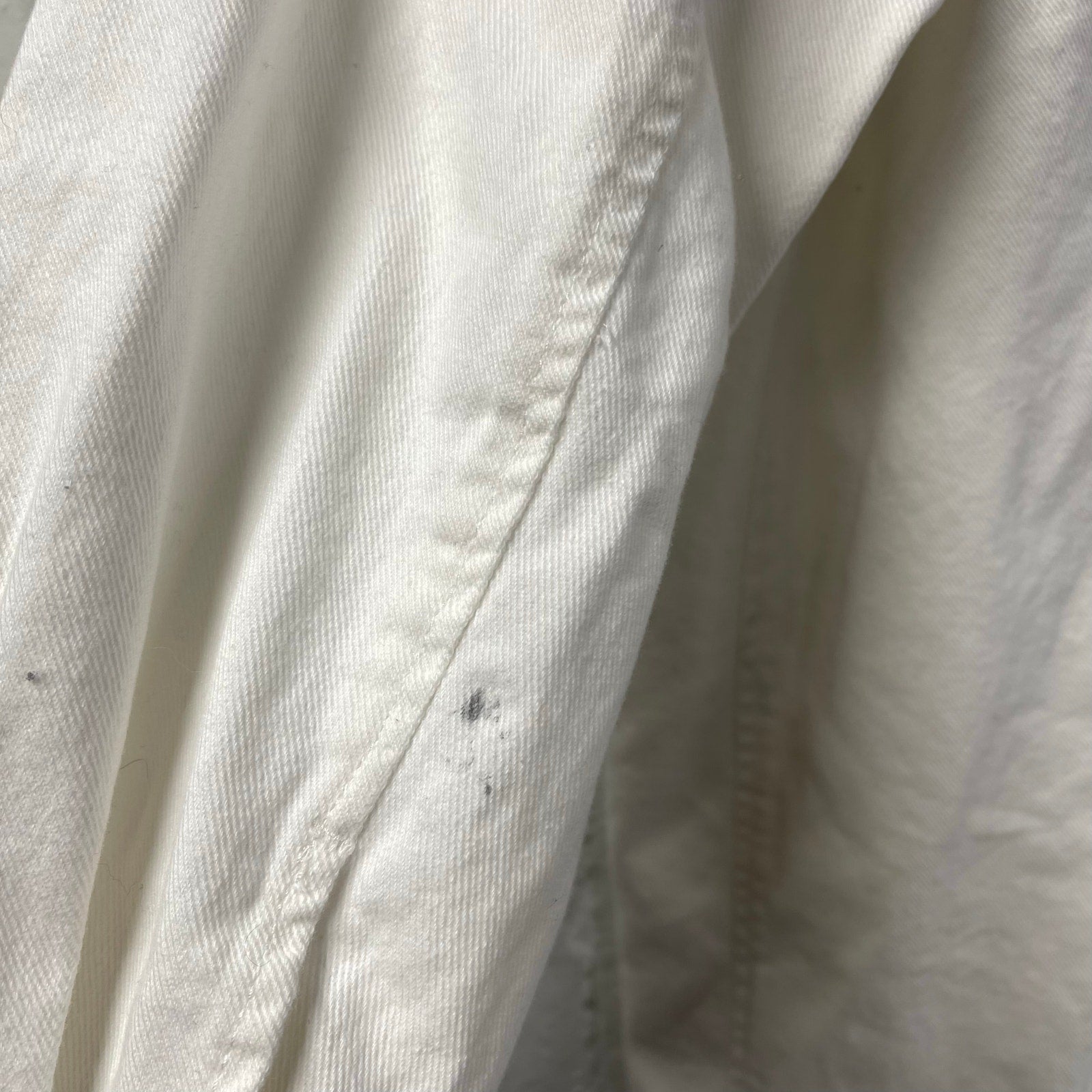 Distressed White Jean Jacket Shirt Divided by H&M Large Chore Work