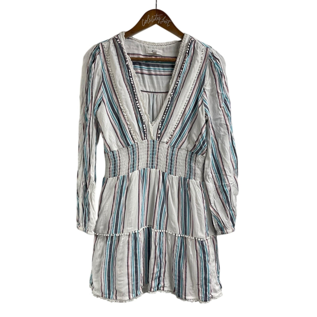 Rahi Long Sleeve Striped Dress Medium White Blue Pink Anthropologie