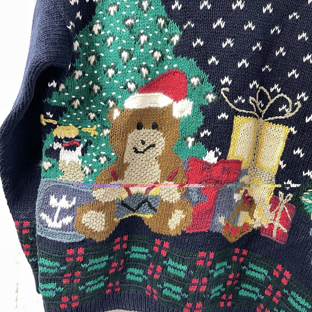Not So Ugly Christmas Sweater Teddy Bears Decorating Tree Presents