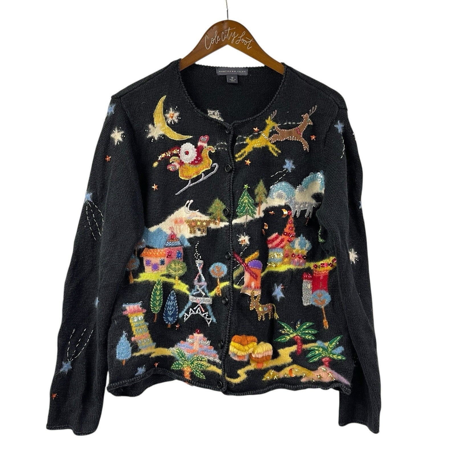 Not So Ugly Christmas Sweater Northern Isles M Colorful Around The World Santa