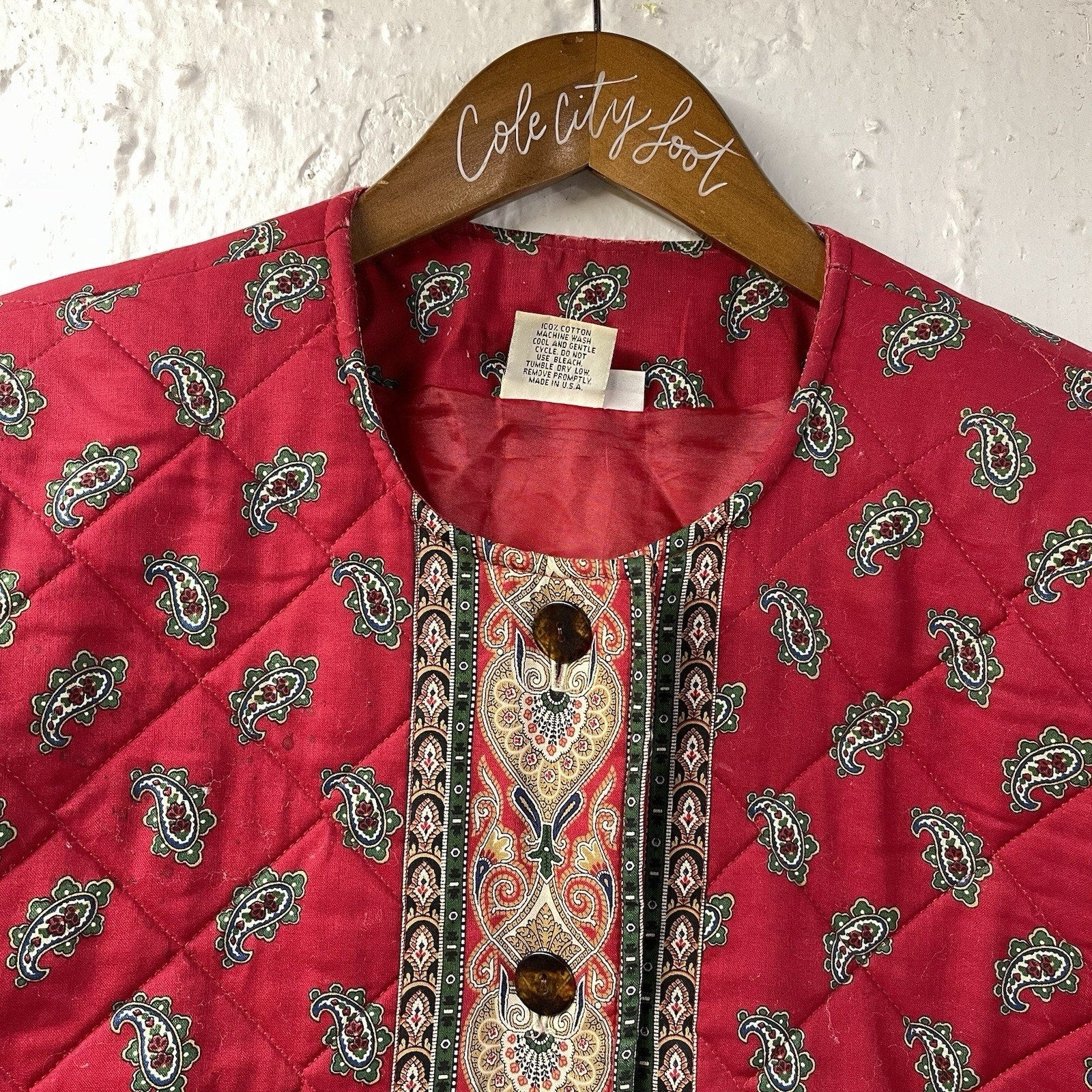 Not So Ugly Christmas Jacket Vera Bradley Quilted Red Paisley Large Vintage