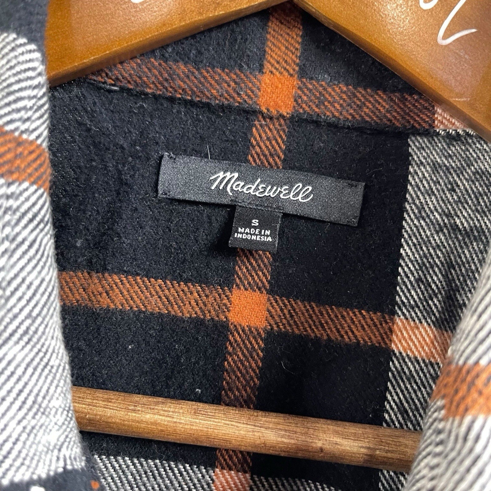 The Perfect Flannel By Madewell Black Orange Small 100% Cotton