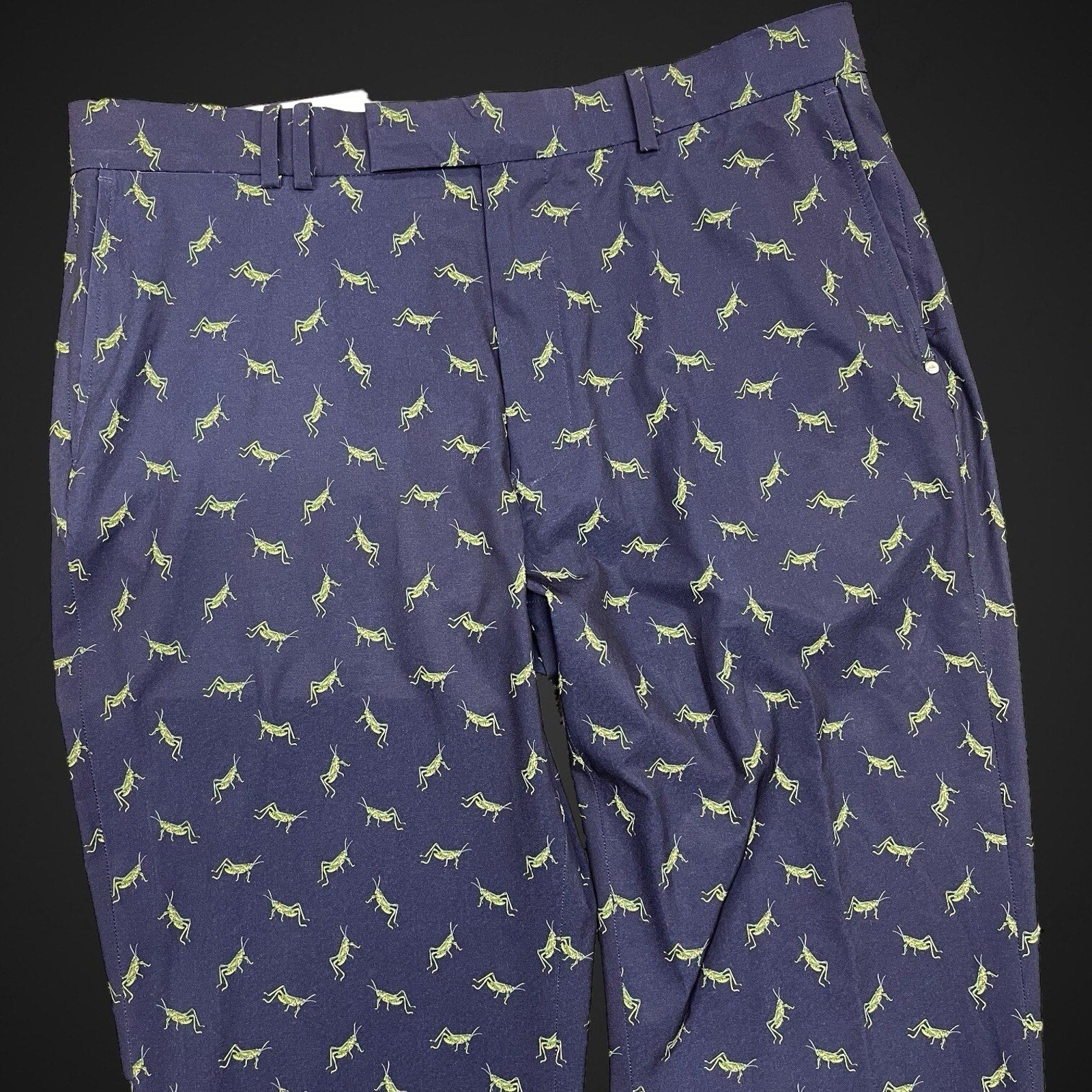 RLX Ralph Lauren Pants Navy Blue Cricket Print Size 35 32 Slacks