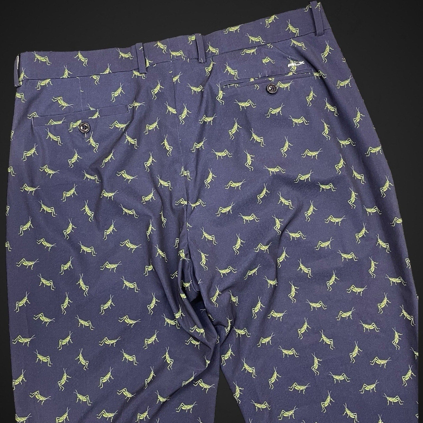 RLX Ralph Lauren Pants Navy Blue Cricket Print Size 35 32 Slacks
