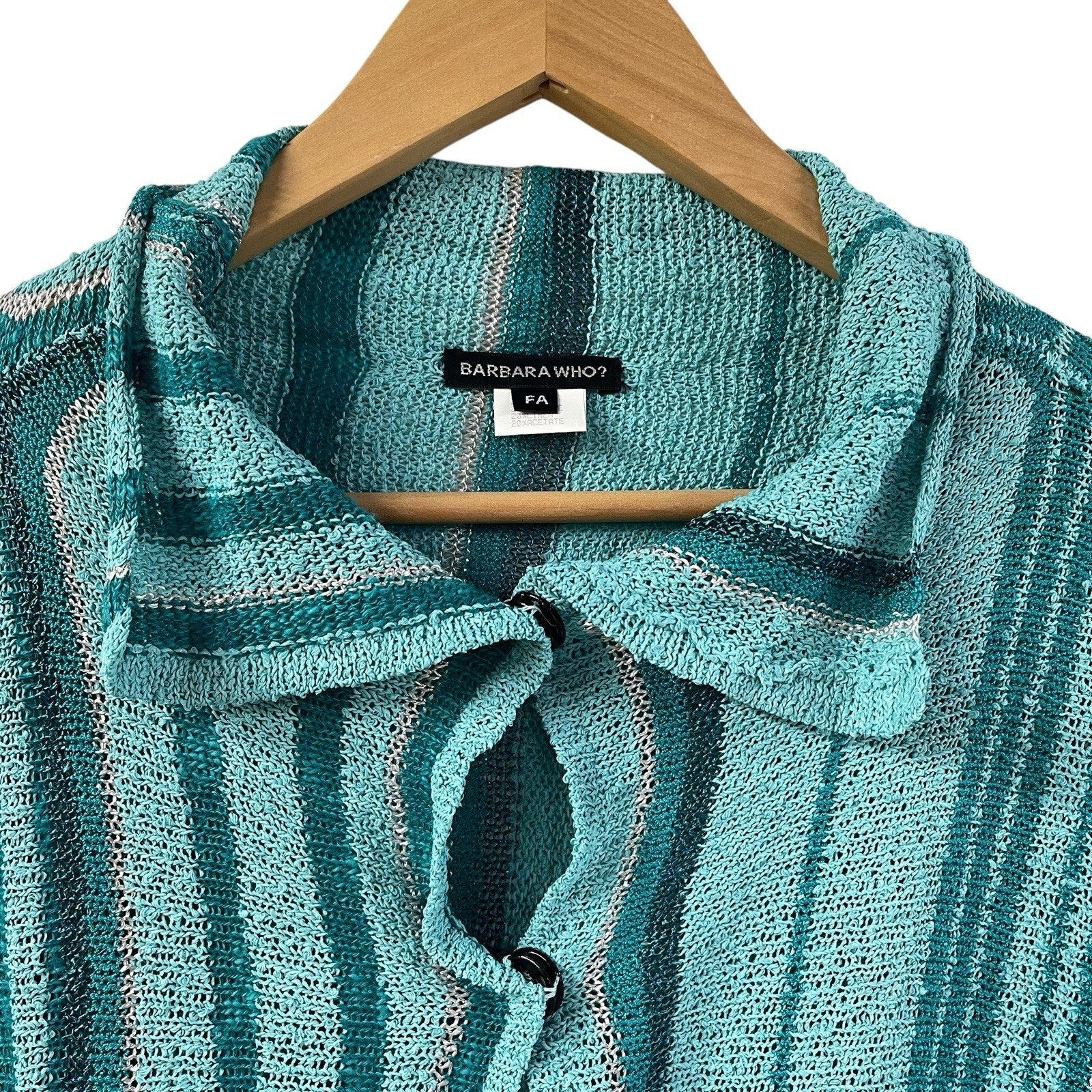 Knit Striped Blue Poncho OS Barbara Who? Fringe Lagenlook