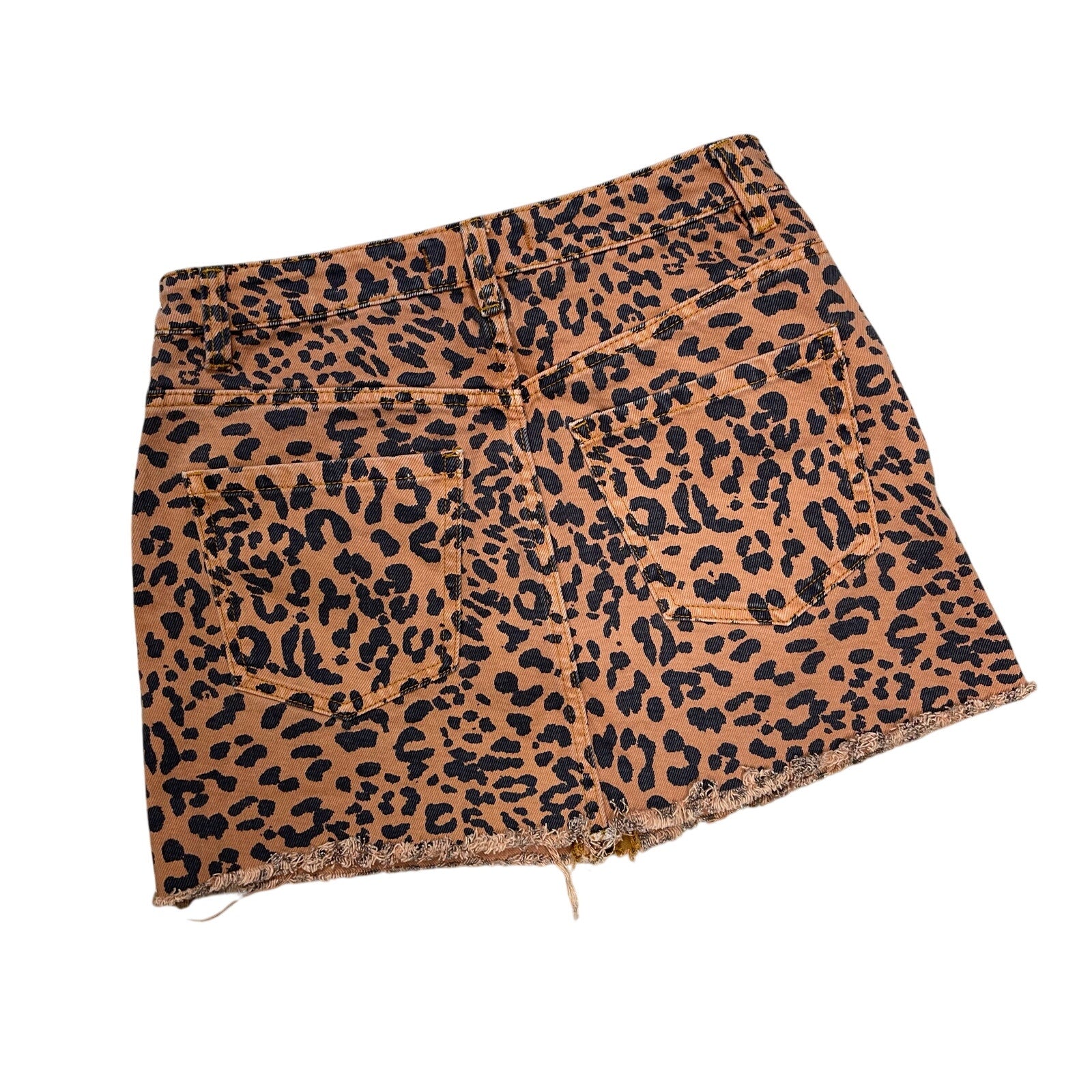 We The Free People Zip Front Skirt Animal Print 27 Leopard Cotton