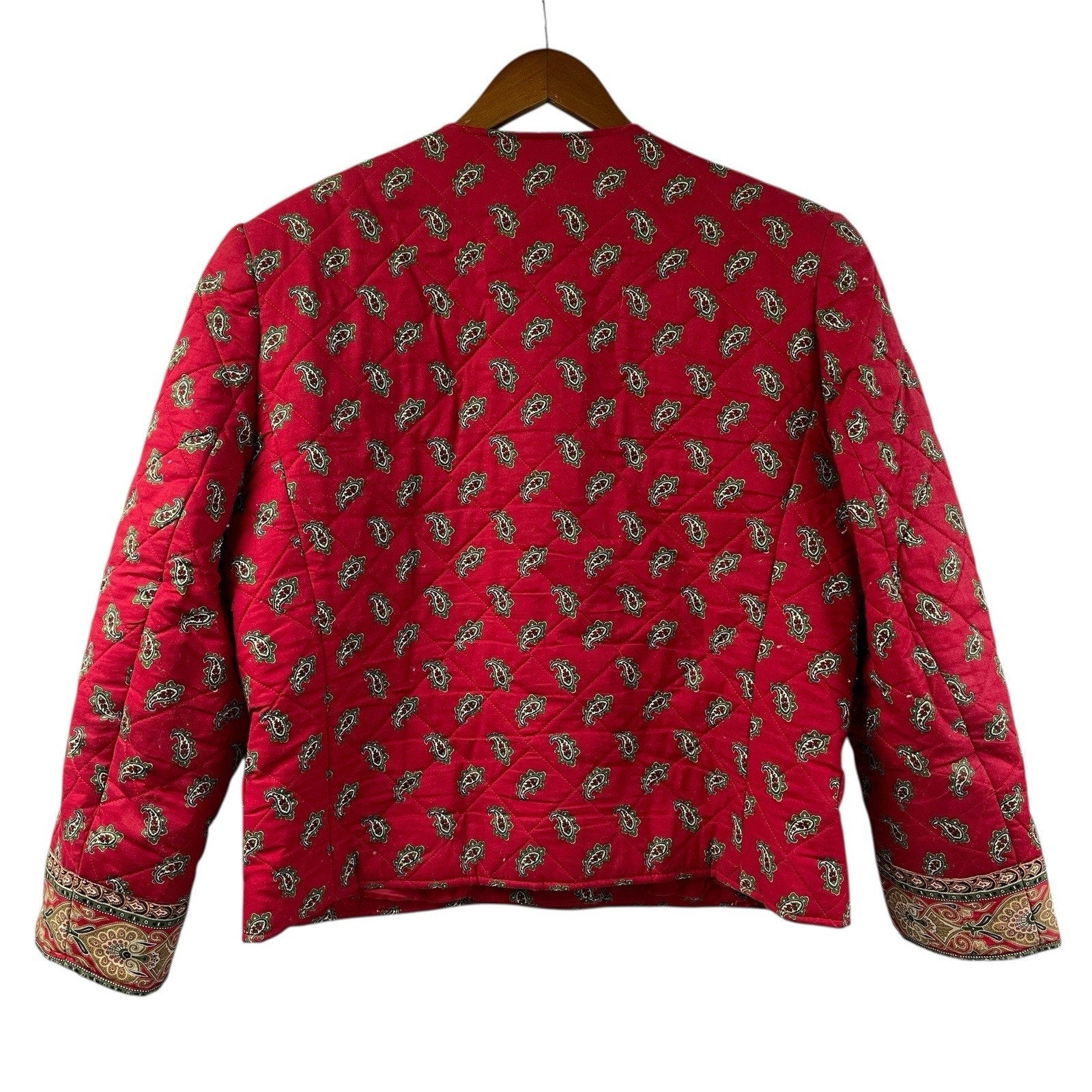 Not So Ugly Christmas Jacket Vera Bradley Quilted Red Paisley Large Vintage