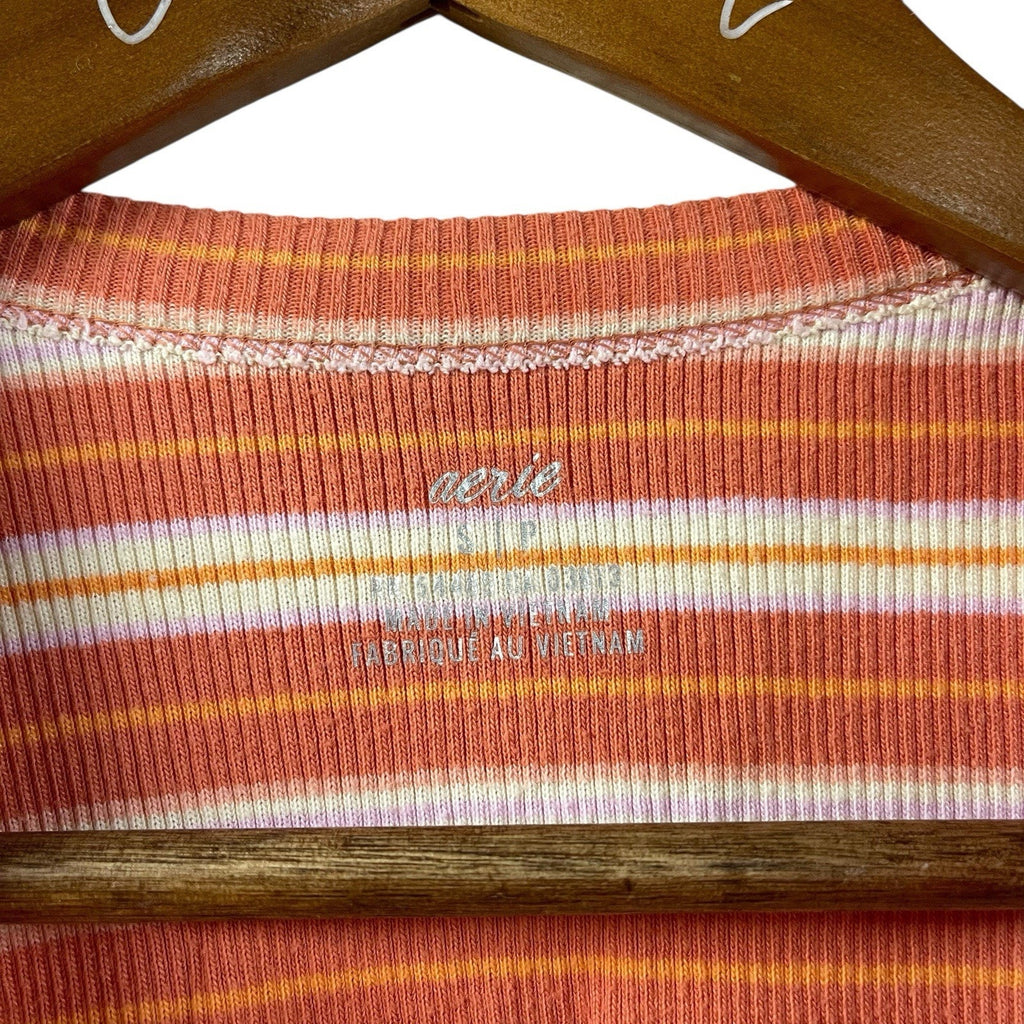 aerie Orange Striped Tank Top Crop Small