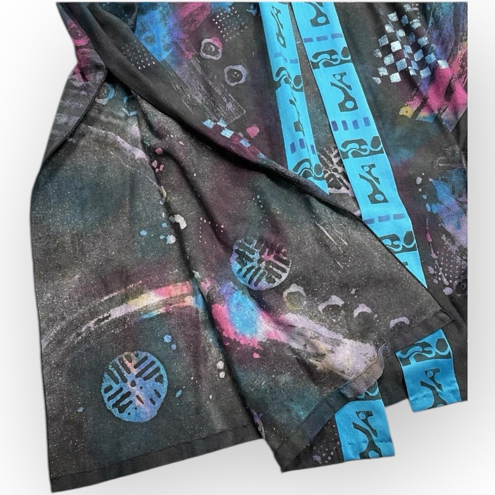 One Of A Kind Hand Painted Maxi Vest Duster Kimono Style Colorful Art To Wear