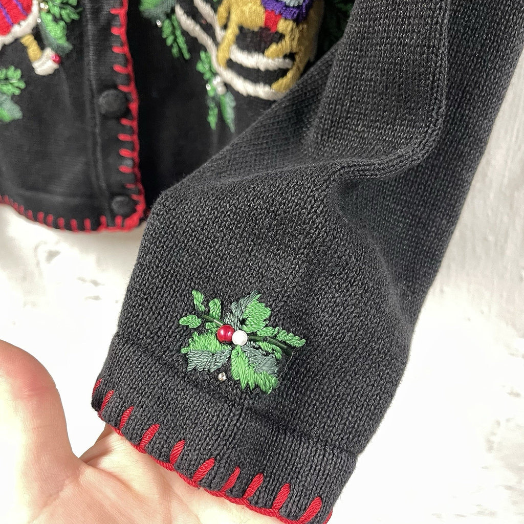 Not So Ugly Christmas Sweater BP Design Knit VTG Ornaments Holly Doll Rocking 🎠