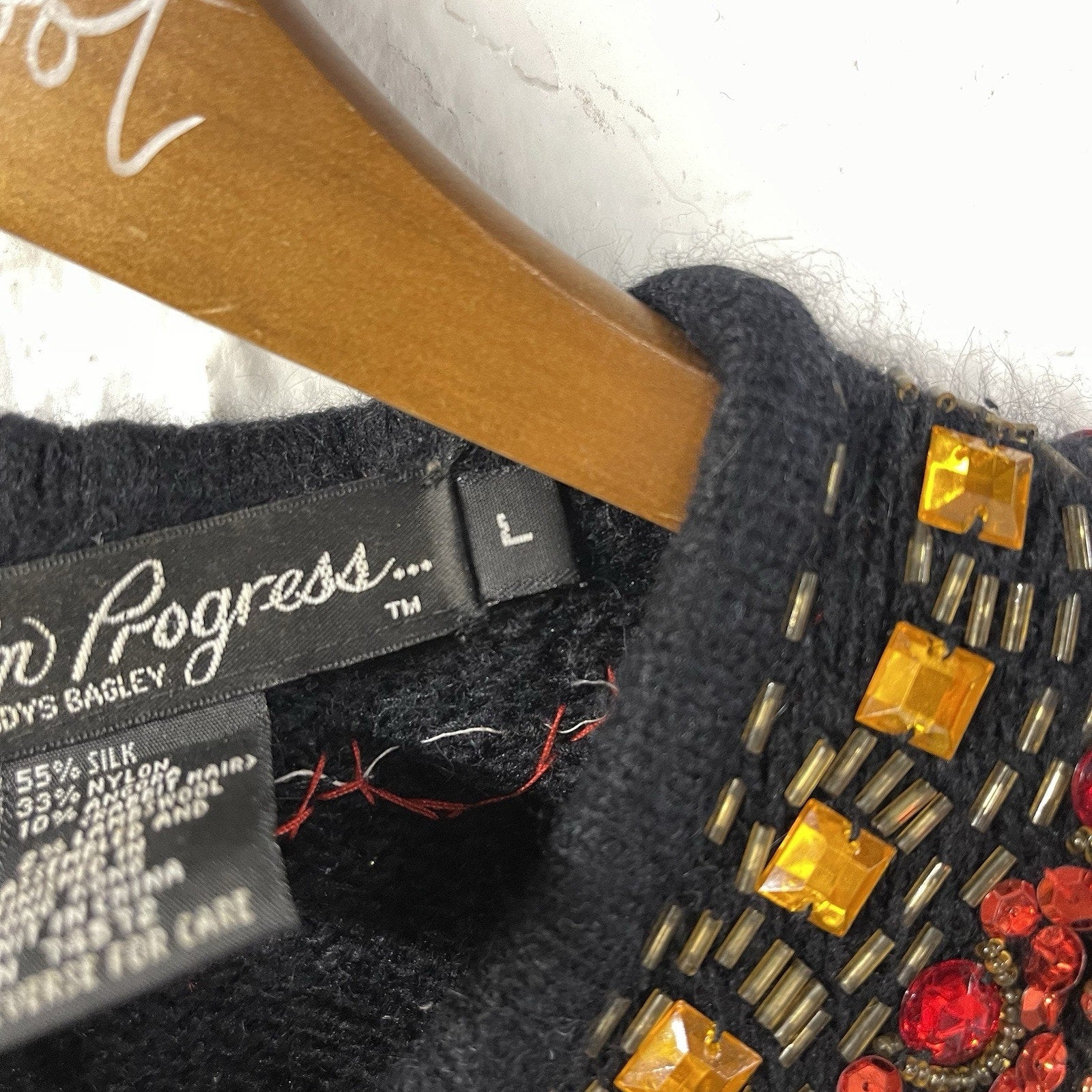 Not So Ugly Christmas Sweater Work In Progress Gems Silk Rabbit Hair L New Years