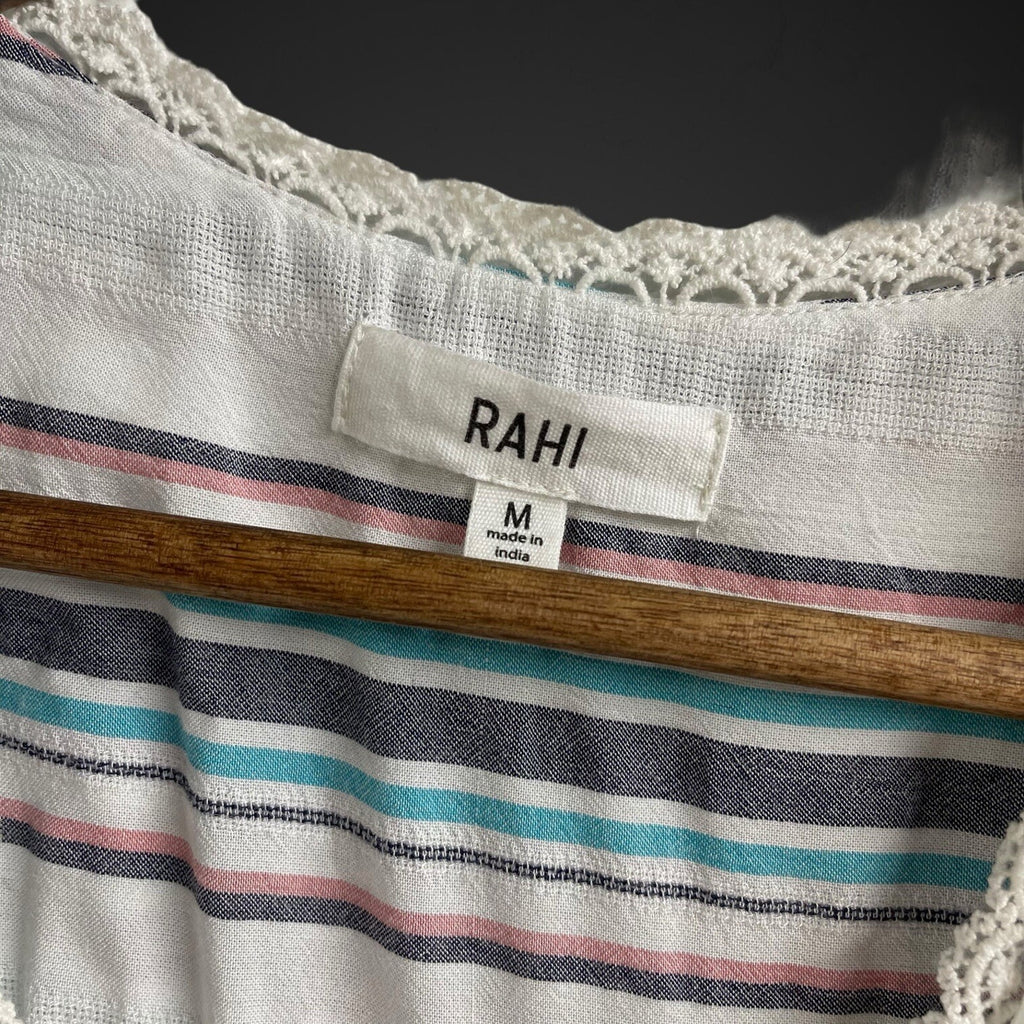 Rahi Long Sleeve Striped Dress Medium White Blue Pink Anthropologie