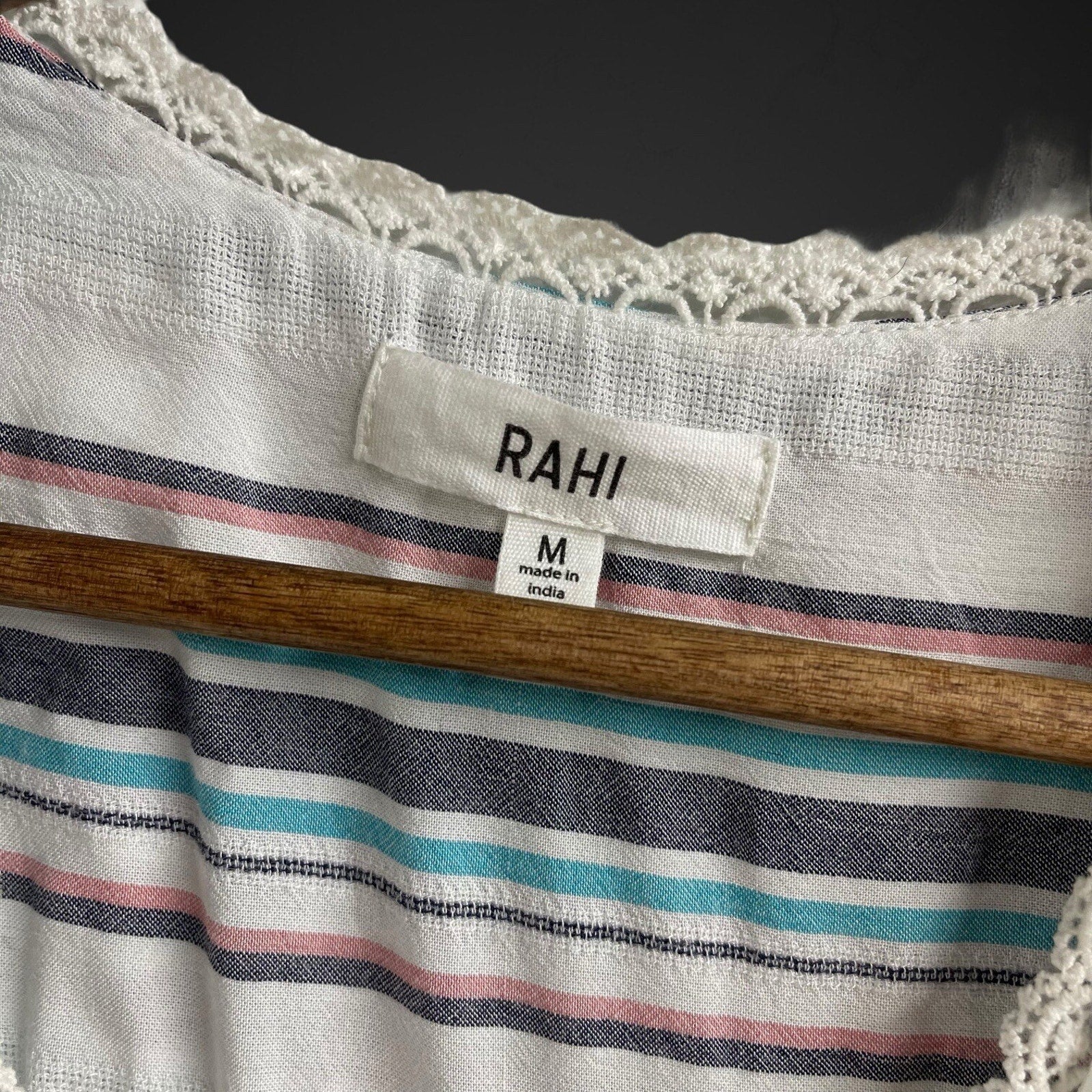 Rahi Long Sleeve Striped Dress Medium White Blue Pink Anthropologie