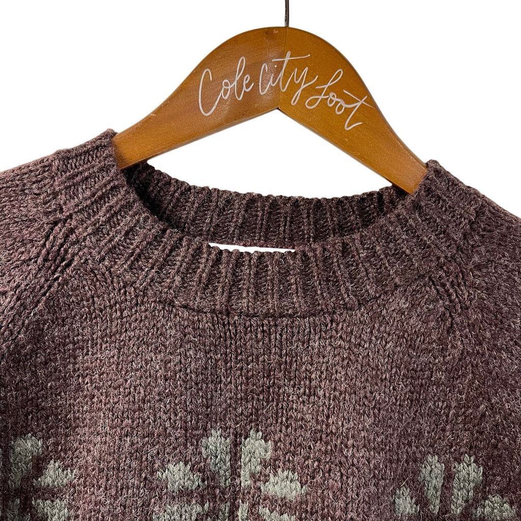 Aeropostale Christmas Sweater Gray Purple Knitted Vintage M Wool Blend