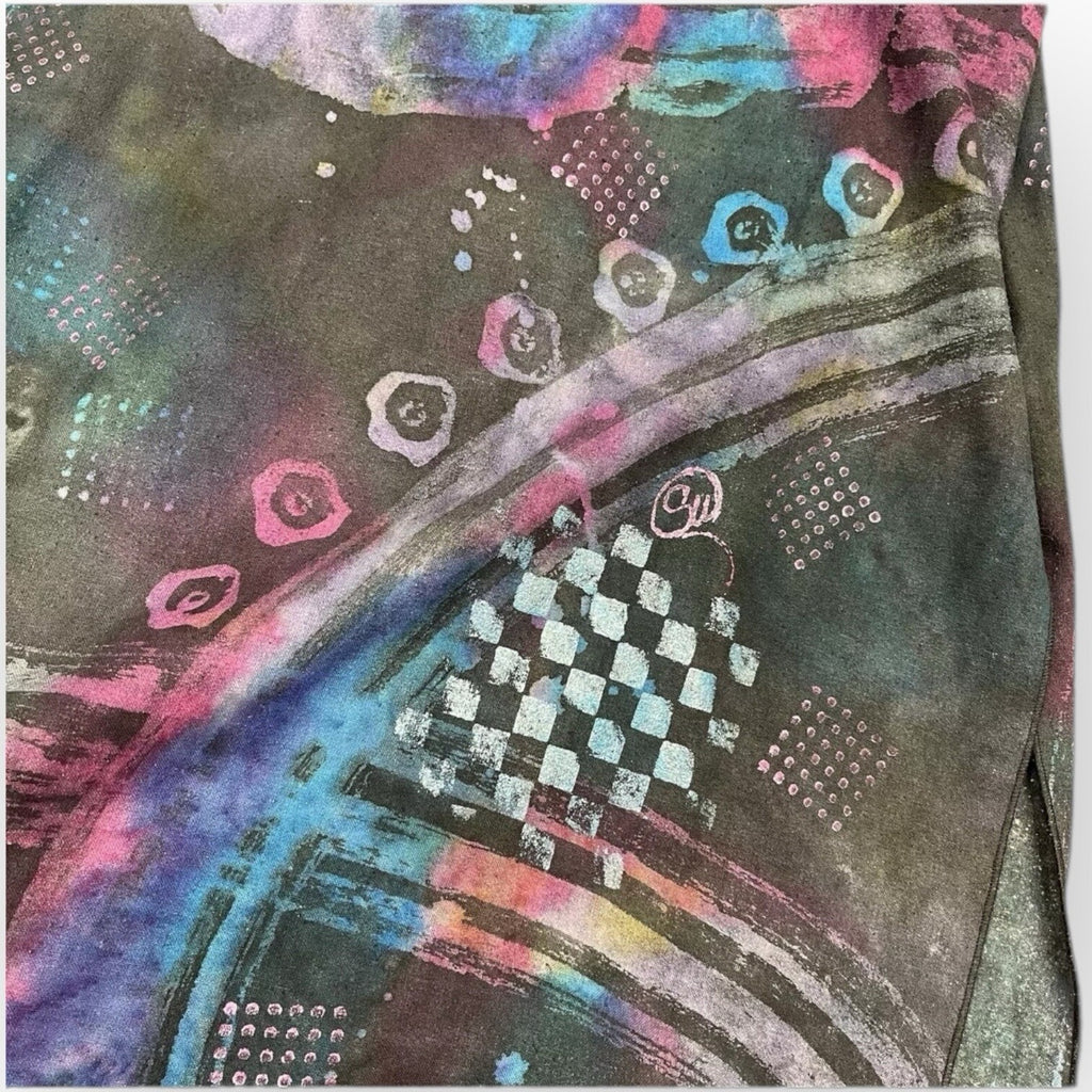 One Of A Kind Hand Painted Maxi Vest Duster Kimono Style Colorful Art To Wear