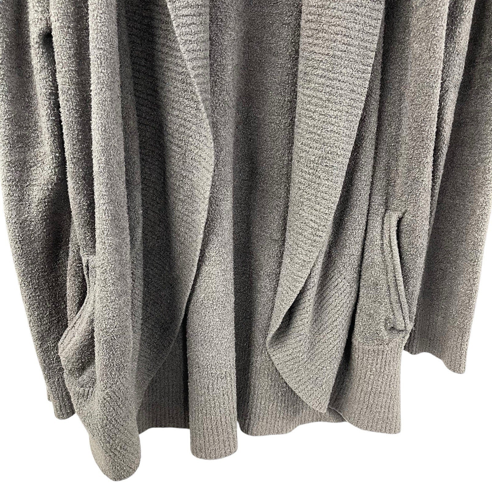 Barefoot Dreams Bamboo Chic Lite Knit Shawl Collar Cardigan Duster L/XL Gray