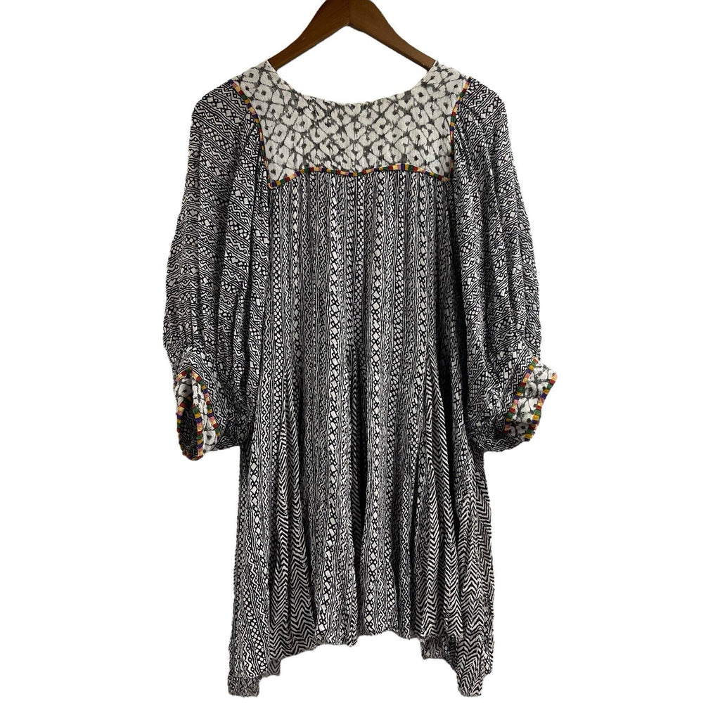 Free People FP One Mixed Print Tunic Top Small Raw Hem